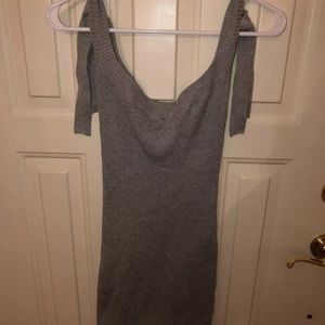 Misguided Gray Bodycon Sweater Dress w/ Tie Straps